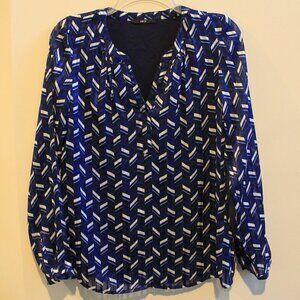 Zero Sheer Lined Lightweight V-Neck Blouse Top Shirt with Cuffed Sleeves